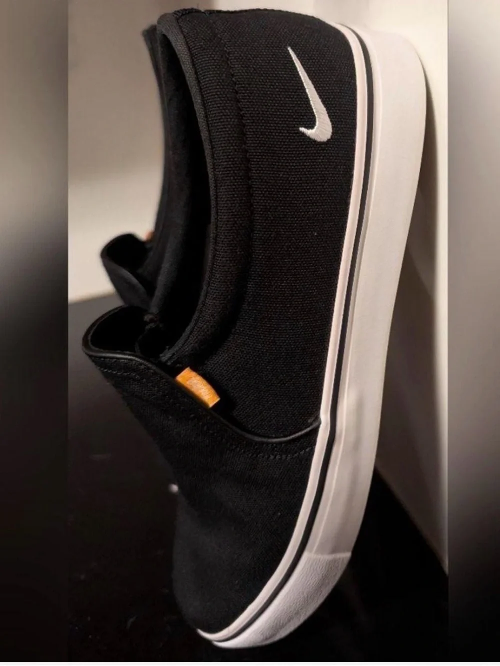 Nike Black Slip-On Canvas Loafers with White Sole